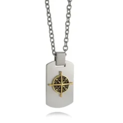 Italgem Steel Compass Dogtag Necklace- Italgem Steel