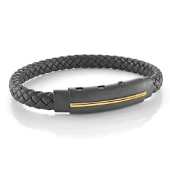 Italgem Steel Melech Leather Bracelet- Italgem Steel