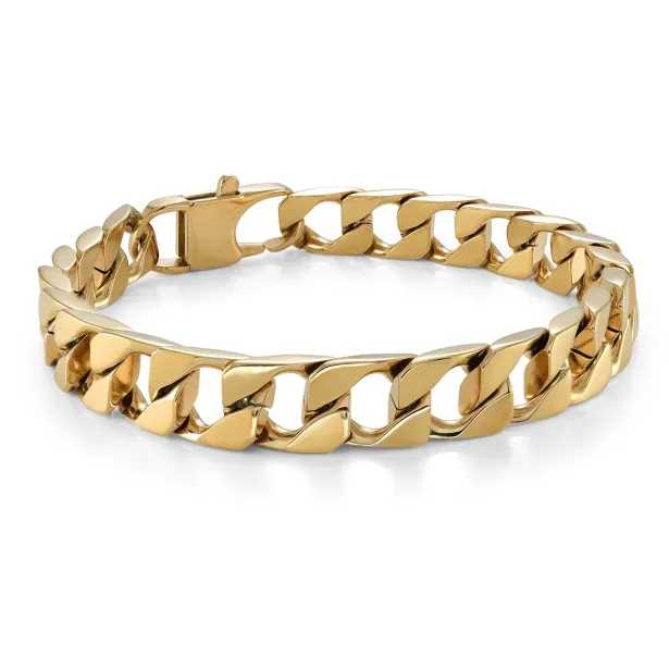 Italgem Steel 9.4MM Flat Curb Bracelet- Italgem Steel