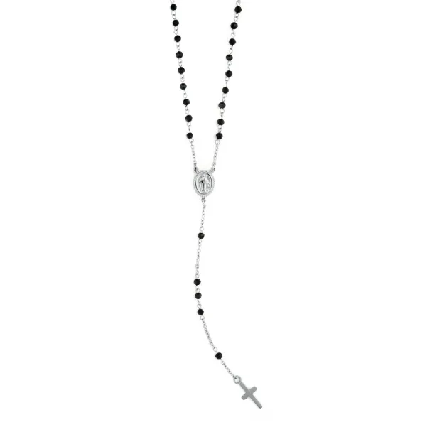 Italgem Steel Rosary Cross Necklace- Italgem Steel